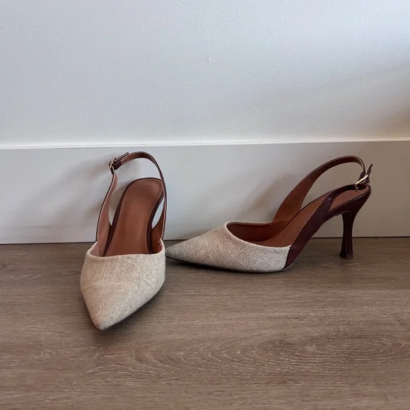 ASOS Cream Pointed Slingback Heels - Picture 2 of 2